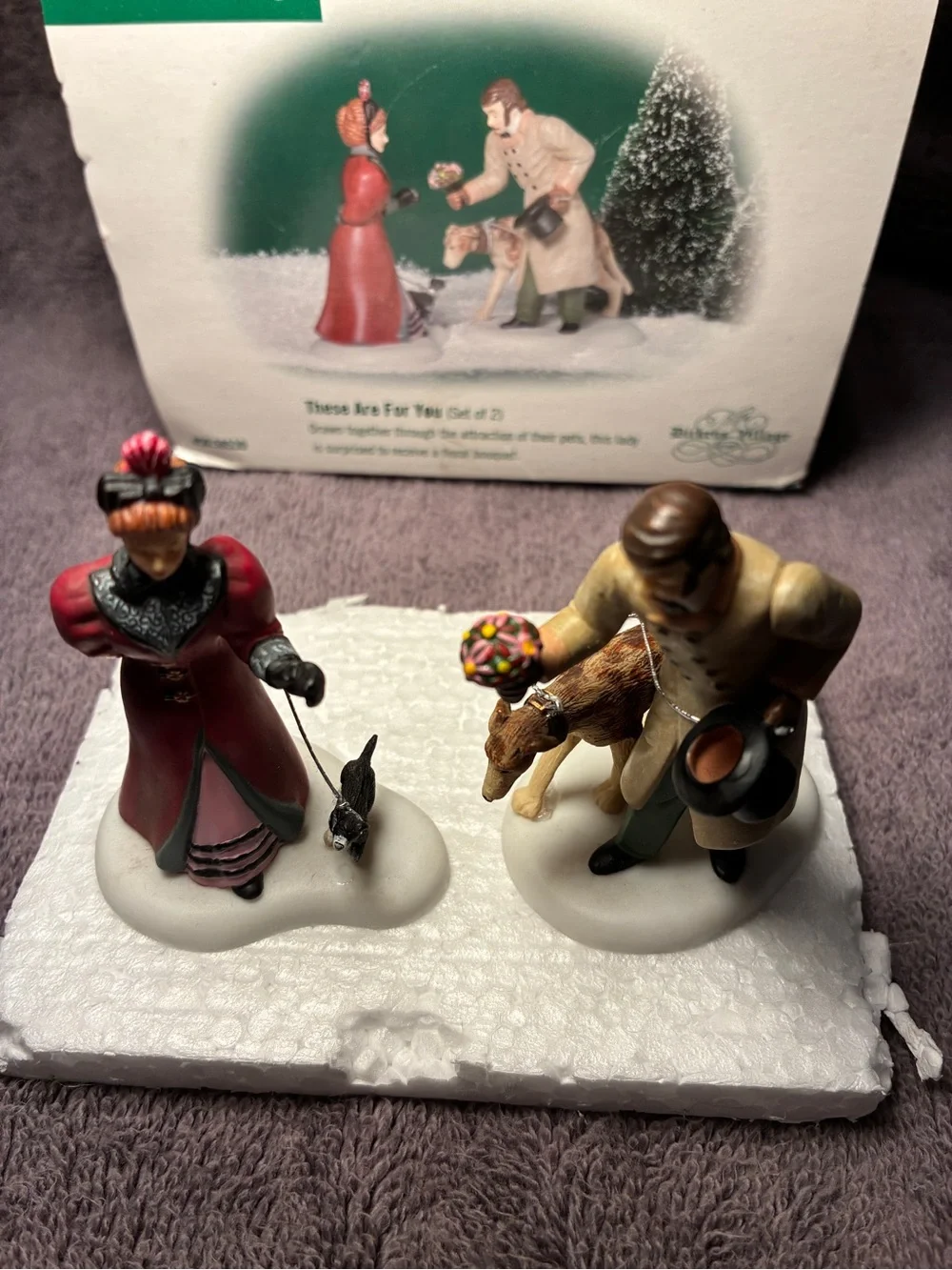 Department 56 Dickens Village Couple Figurine Set in Red and Tan